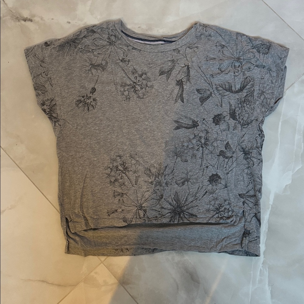 Pilcro Gray Short Sleeve Floral Tee